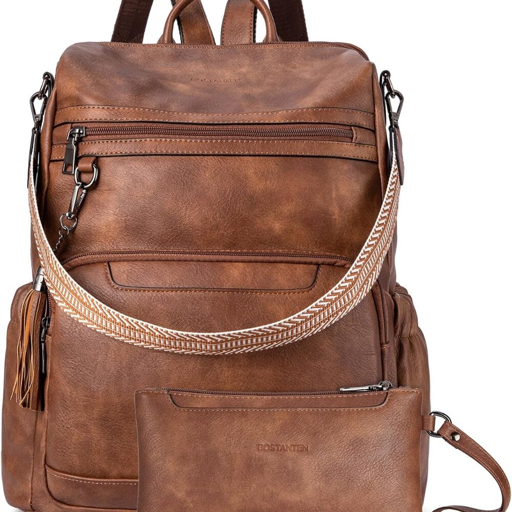 Leather Laptop Backpack For Women Designer Travel Backpack With Laptop Compartme